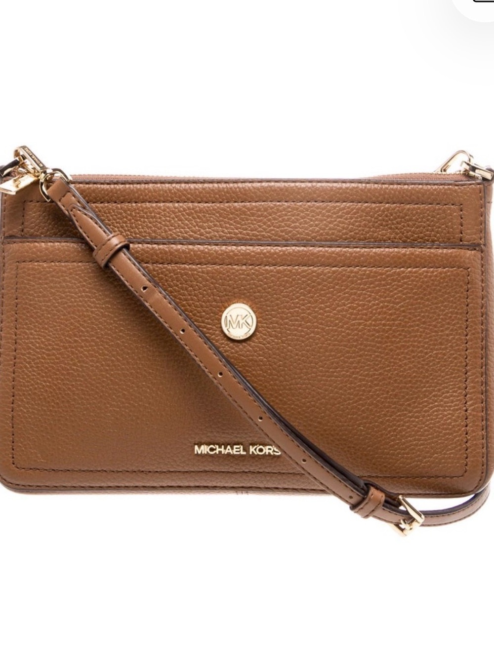 Michael Kors Tan Pebbled Leather Crossbody with Gold Hardware